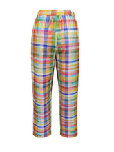 Tied Contrast Plaid Pants with Pockets OutfitFlow